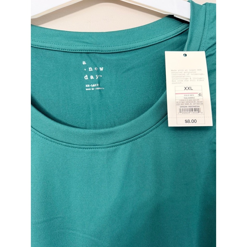 A New Day Tank Top Womens XXL Teal Green Scoop Neck Sleeveless NWT - Picture 2 of 2